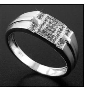 Elegant dressy men’s ring …Size 11 with Square Diamond Cluster